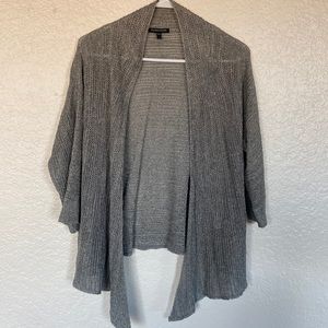 Eileen Fisher Open Front Linen Viscose Nylon Cardigan Sweater Grey Size L